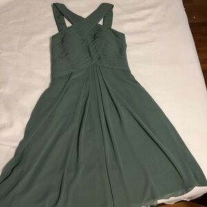 Azazie Green Pleated Halter Sundress